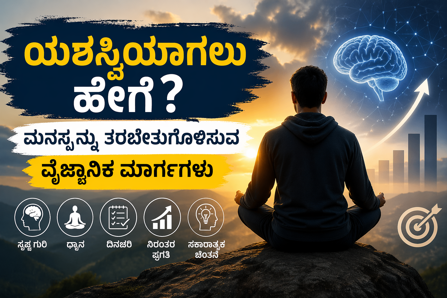 ಯಶಸ್ಸು ಒಂದು ದಿನದಲ್ಲಿ ಸಿಗುವುದಿಲ್ಲ. ಅದು ಸಣ್ಣ, ನಿರಂತರ ಅಭ್ಯಾಸಗಳ ಫಲಿತಾಂಶ. ದೃಶ್ಯೀಕರಣ, ಧನಾತ್ಮಕ ಚಿಂತನೆ, ಧ್ಯಾನ, ವಿಫಲತೆಯಿಂದ ಕಲಿಯುವುದು ಮತ್ತು ಸರಿಯಾದ ಜನರ ಜೊತೆಗಿರುವುದು — ಇವು ನಿಮ್ಮ ಮನಸ್ಸನ್ನು ಯಶಸ್ಸಿನತ್ತ ತರಬೇತುಗೊಳಿಸುವ ಪ್ರಮುಖ ವಿಧಾನಗಳು. ನಿಮ್ಮ ಮನಸ್ಸನ್ನು ನೀವು ತರಬೇತುಗೊಳಿಸಿದರೆ, ನಿಮ್ಮ ಜೀವನವನ್ನು ನೀವು ರೂಪಿಸಬಹುದು.