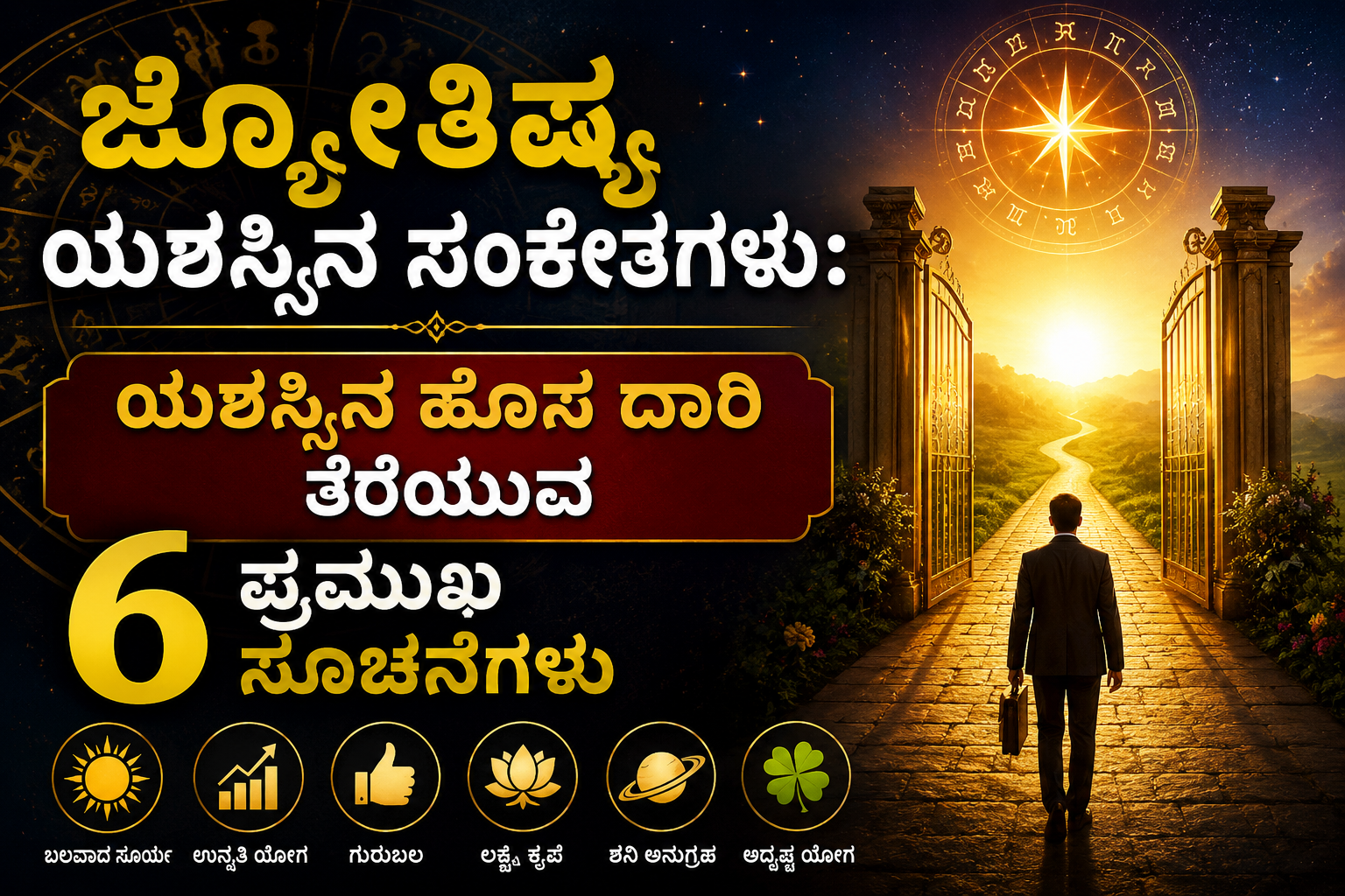 ಜ್ಯೋತಿಷ್ಯ ಯಶಸ್ಸಿನ ಸಂಕೇತಗಳು - ಯಶಸ್ಸಿನ ಹೊಸ ದಾರಿ ತೆರೆಯುವ 6 ಪ್ರಮುಖ ಸೂಚನೆಗಳು