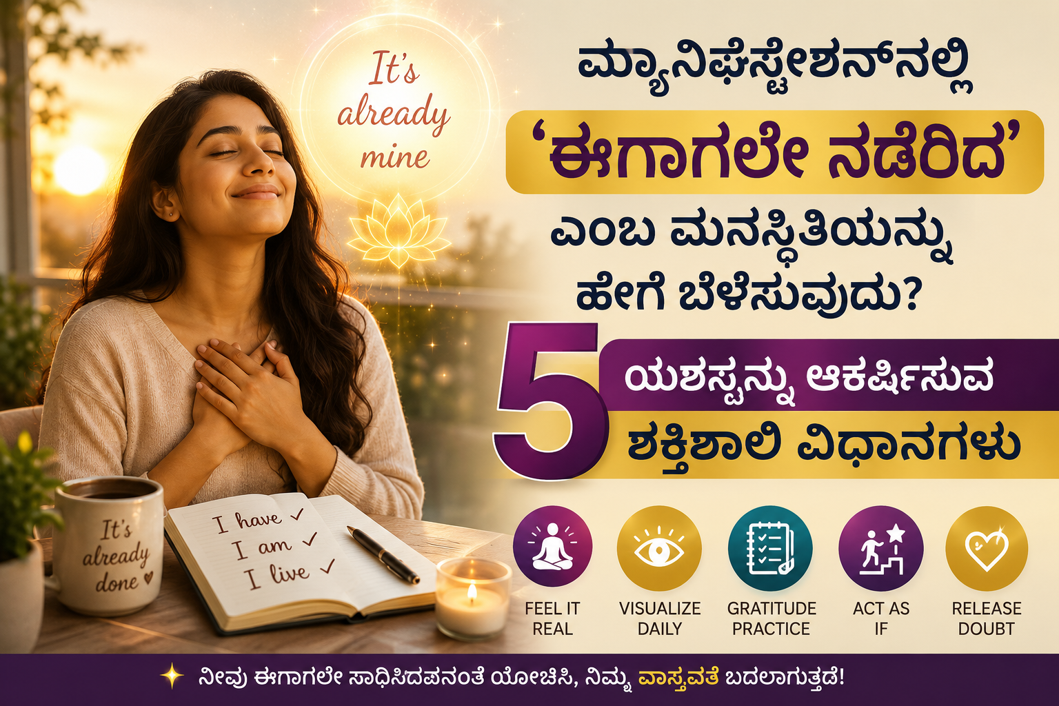 ಮ್ಯಾನಿಫೆಸ್ಟೇಶನ್‌ನಲ್ಲಿ ಈಗಾಗಲೇ ನಡೆದಿದೆ ಎಂಬ ಮನಸ್ಥಿತಿ ಬೆಳೆಸುವ ವಿಧಾನ