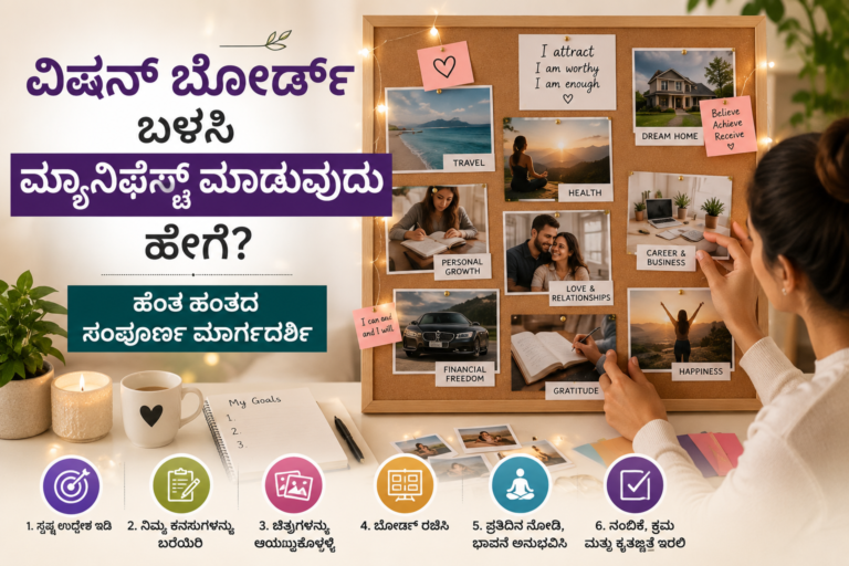 ವಿಷನ್ ಬೋರ್ಡ್ ಬಳಸಿ ಮ್ಯಾನಿಫೆಸ್ಟ್ ಮಾಡುವುದು ಹೇಗೆ – ಹಂತ ಹಂತದ ಸಂಪೂರ್ಣ ಮಾರ್ಗದರ್ಶಿ
